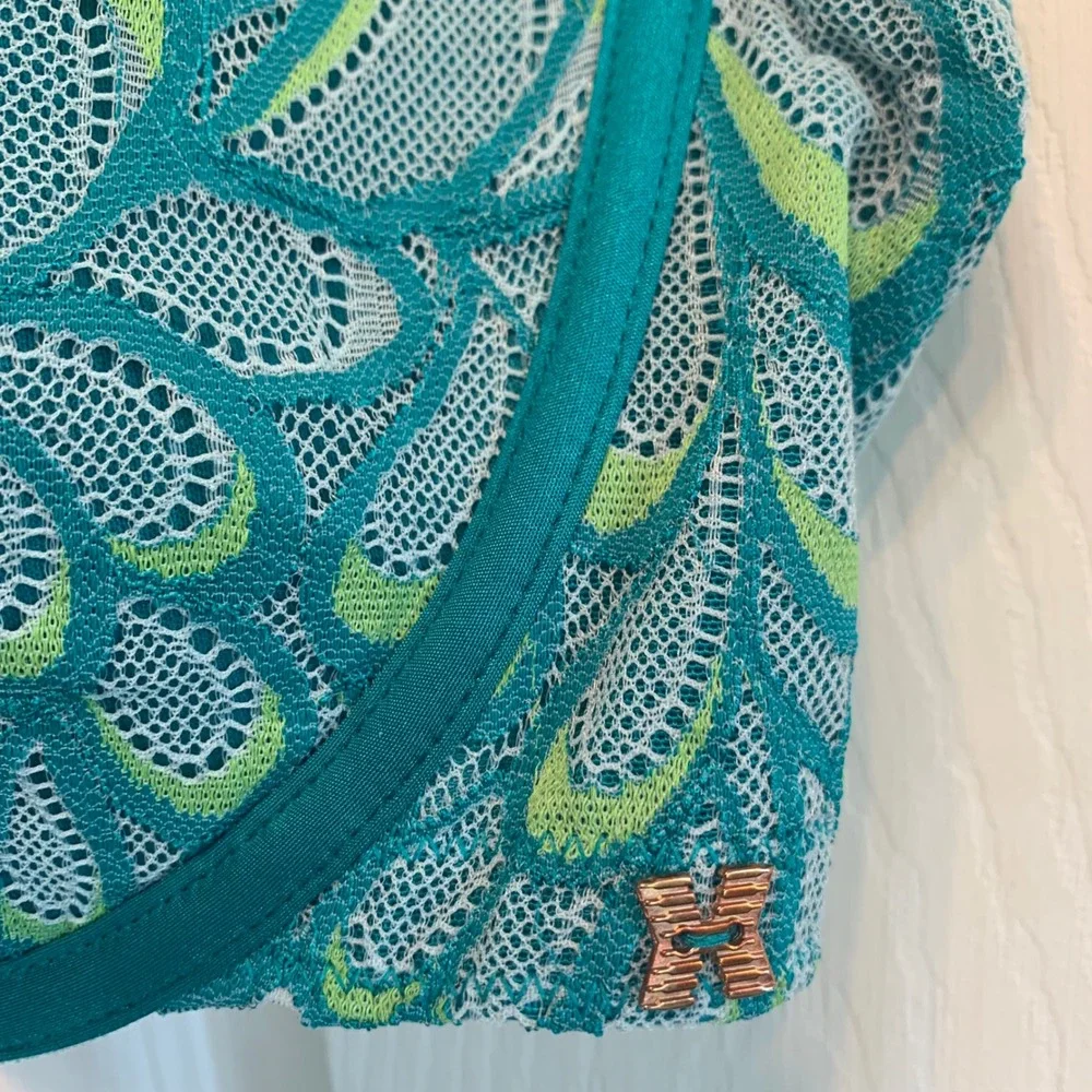 Savage X Fenty Bra 44D Teal Green Paisley Lace Underwire Body Positive Colorful
